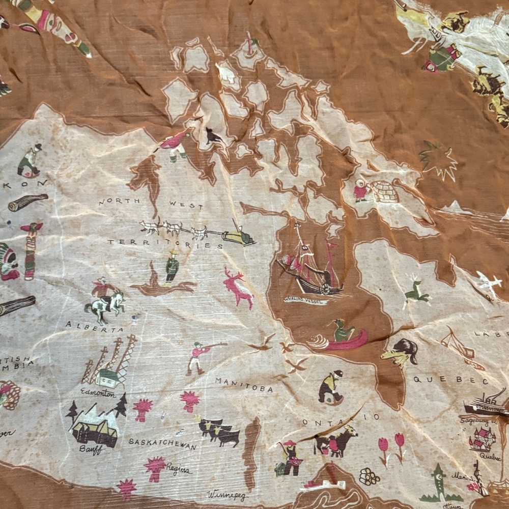 Vintage Map Print Scarf of Canada - Picture 5 of 6